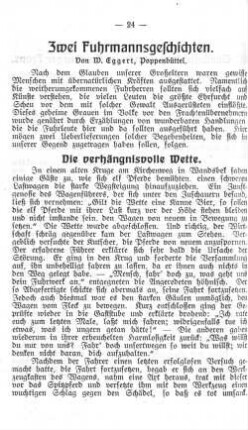 Die verhängnisvolle Wette.