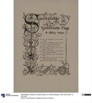 Speisenfolge am Hildebrantstage 8. März 1896
