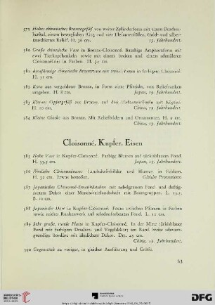Cloisonné, Kupfer, Eisen (Nr. 585-618)