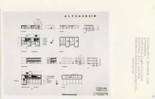 Altersheim, Braunschweig (Diplomarbeit bei Kurt Dübbers): Wohnungen, Grundrisse, Ansichten und Schnitte