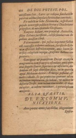 Alia Quaestio. De Excommunicatione.