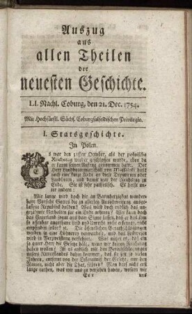 LI. Nachl. Coburg, den 21. Dec. 1754.