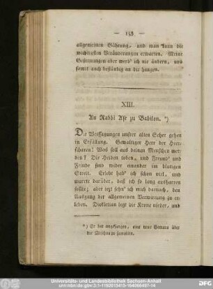 XIII. An Rabbi Ase zu Babilon.