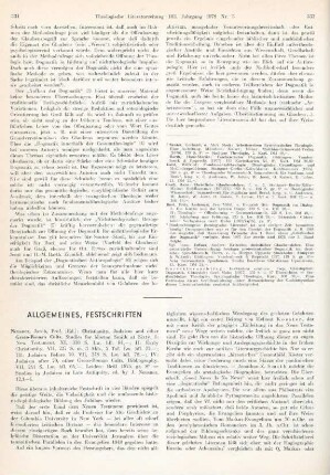Allgemeines, Festschriften