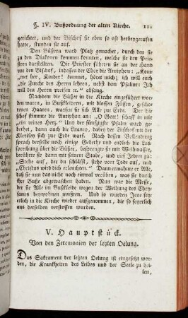 V. Hauptstück. Von den Zeremonien der letzten Oelung.