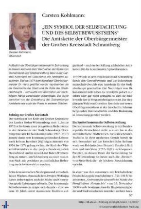 „Ein Symbol der Selbstachtung und des Selbstbewusstseins“. Die Amtskette der Oberbürgermeister der Großen Kreisstadt Schramberg.