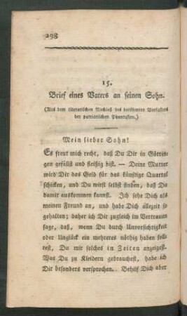 15. Brief eines Vaters an seinen Sohn
