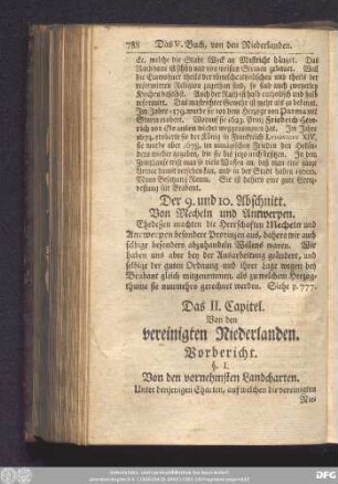 Das II. Capitel. Von den vereinigten Niederlanden.
