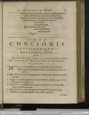 Idea Concionis In Psalmum Quadragesimum Septimum
