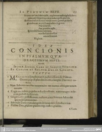 Idea Concionis In Psalmum Quadragesimum Septimum