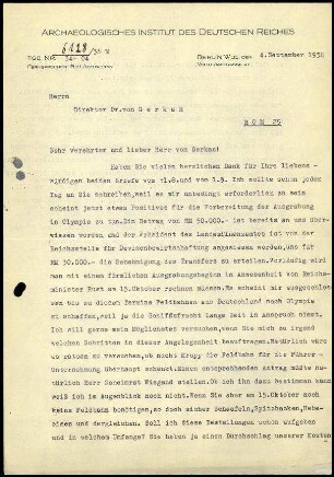M. Wegner an A. von Gerkan