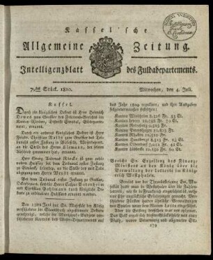 79tes Stueck, Mitwochen, den 4. Juli 1810