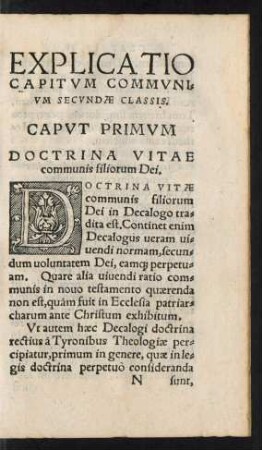 Caput Primum Doctrina Vitae communis filiorum Dei.