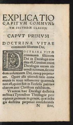 Caput Primum Doctrina Vitae communis filiorum Dei.