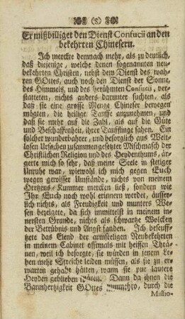 Er mißbilliget den Dienst Confucii an den bekehrten Chinesern