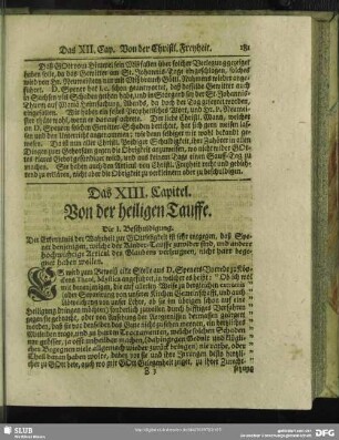 Das XIII. Capitel. Von der heiligen Tauffe