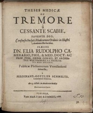 Theses Medicae De Tremore a Cessante Scabie