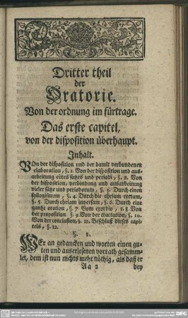 Dritter theil der Oratorie. Von der ordnung im fürtrage