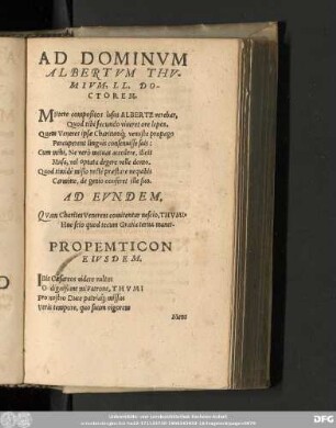 Ad Dominum Albertum Thumium, LL. Doctorem.
