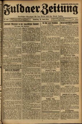 Erste Ausgabe vom Samstag, den 21. Juni 1924.