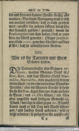 XXV. Wie es die Tartarn mit ihren Sclaven halten