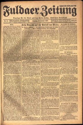 Erste Ausgabe vom Sonntag, den 16. Januar 1927.