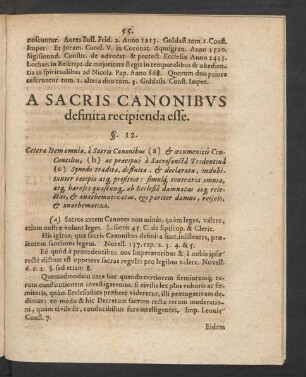 A Sacris Canonibus definita recipienda esse. §. 12.