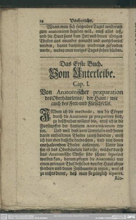 Das Erste Buch. Vom Unterleibe
