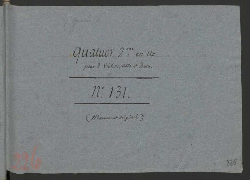 Quartette; vl (2), vla, vlc; C-Dur