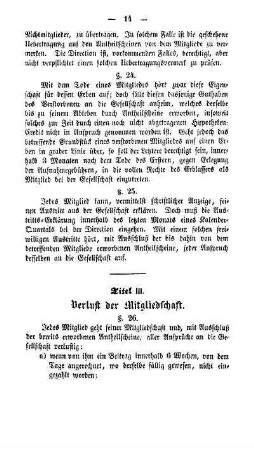 Titel III. Verlust der Mitgliedschaft
