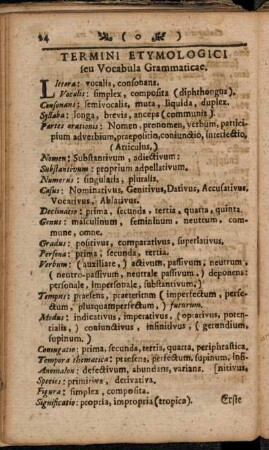 Termini etymologici seu Vocabula Grammaticae.