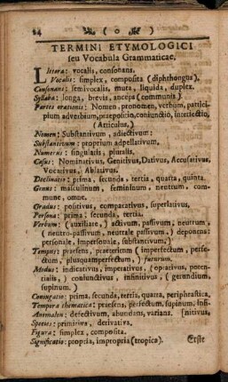 Termini etymologici seu Vocabula Grammaticae.