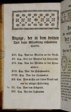 Anzeige, der in dem dritten Theil dieser Abhandlung enthaltenen Capitel