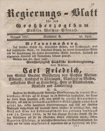 Nr. 5 : 26. April 1837