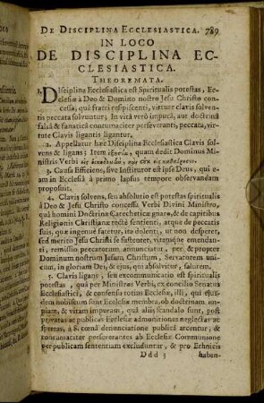 In Loco De Disciplina Ecclesiastica.