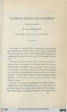 Sér. 2: Ruines et inscriptions de Morsot (Cercle de Tebessa)