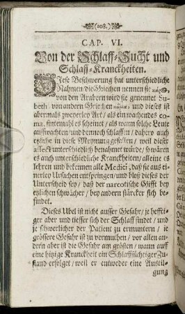 Cap. VI. Von der Schlaff-Sucht und Schlaff-Kranckheiten.
