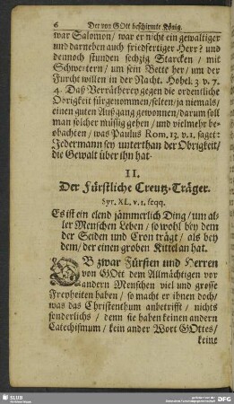 II. Der Fürstliche Creutz-Träger