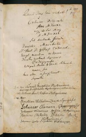 Winterhalbjahr 1740/1741. Rektorat Daniel Maichel