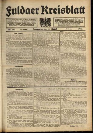 Ausgabe vom Donnerstag, den 21. August 1913.