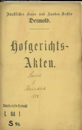 Schild, Friedrich Deppe in Detmold gegen Kleindiek in Humfeld - Schuldforderung