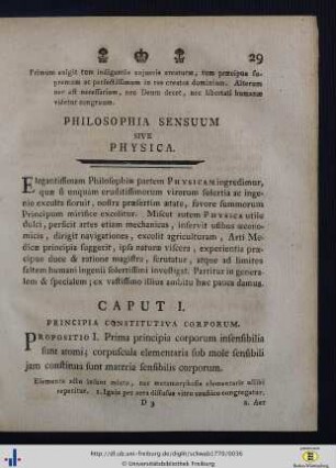 Philosophia Sensuum Sive Physica.