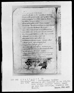 Der Stuttgarter Bibelpsalter — Phineas betet zu Gott, Folio 121verso