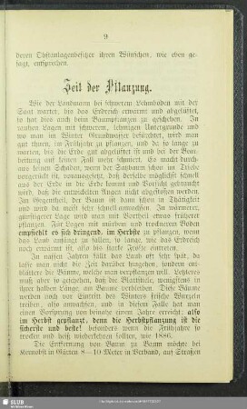 Zeit der Pflanzung