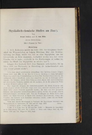 Physikalisch-chemische Studien am Zinn