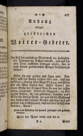 307-326, Anhang einiger geistreichen Wetter-Gebeter