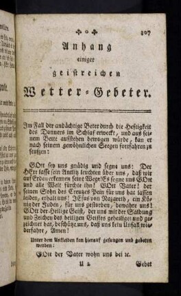 307-326, Anhang einiger geistreichen Wetter-Gebeter