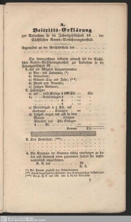 A. Beitritts-Erklärung zur Aufnahme in die Jahresgesellschaft 18.. der Sächsischen Renten-Versicherungsanstalt