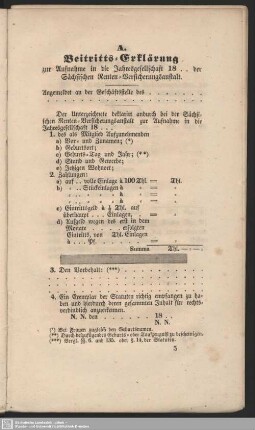 A. Beitritts-Erklärung zur Aufnahme in die Jahresgesellschaft 18.. der Sächsischen Renten-Versicherungsanstalt
