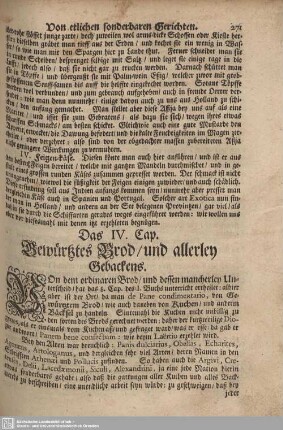 Das IV. Cap. Gewürtzes Brod/ und allerley Gebackens.